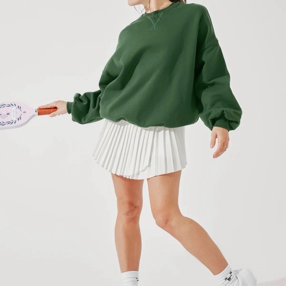 Popflex Blogilates Cloud Crewneck Sweater Sweatshirt Fern Green with Pockets - Picture 3 of 4